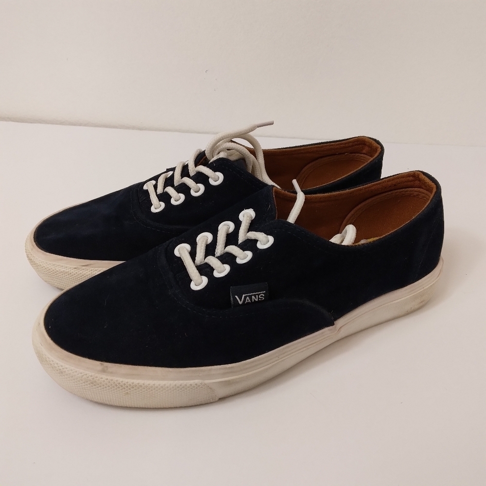 EUC Unisex Blue Sueded Velvet Vans Men's 4.5 Women's 6.5 - Picture 3 of 8